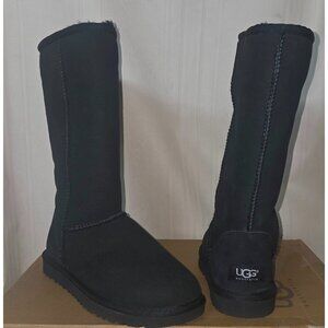 UGG Australia CLASSIC TALL Black Suede Sheepskin Boots US 5,EU 36 NEW #5815